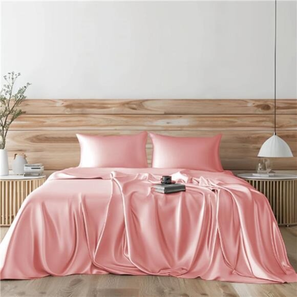 Candoury Satin Sheets Full Size Bed Sheets Set 4 Pcs, Soft and Durable - Picture 9 of 16